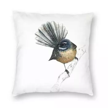 Mr Piwakawaka Fantail Новая Зеландия Native Bird Квадратная наволочка из полиэстера и льна, бархатная наволочка на молнии, диванная подушка 30x30cm