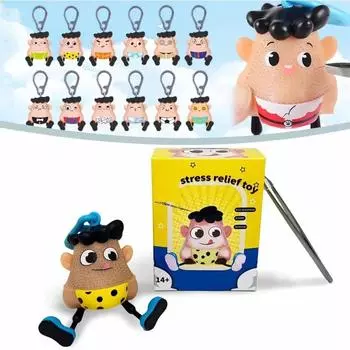 Mr Plucky Toy, Hair Plucking Fidget Toy, Hair Pluck Toy with Tweezers, Anxiety Stress Relief Toys Squeezing Hanging Ornaments Style 1