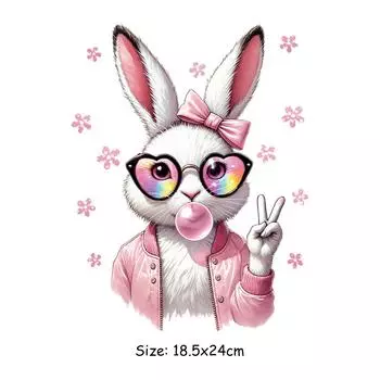Mr Rabbit Patch Iron On Custom Design Parches Ropa Heat Press Appliqued T-Shirt Diy Clothes Stickers Htv Stickers