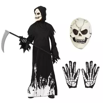 Мрачный Жнец Хэллоуин Мрачный Жнец Скелет Маска с костюмом Дом с привидениями Ужасы Начальная школа Тест успеваемости в школе Культурная вечеринка [ДОСУГ