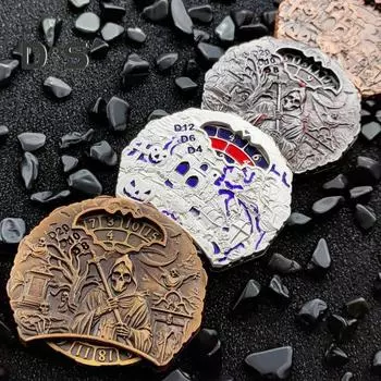 Мрачный Жнец рулетка кости Fidget Spinner прочный цинковый сплав 7-в-1 ужас смерть вращающийся кончик пальца гироскоп металлические кости реквизит для ролевых игр RPG