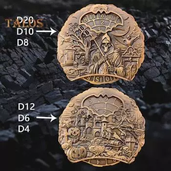 Мрачный Жнец рулетка кости Fidget Spinner прочный цинковый сплав 7-в-1 ужас смерть вращающийся кончик пальца гироскоп металлические кости реквизит для ролевых игр RPG