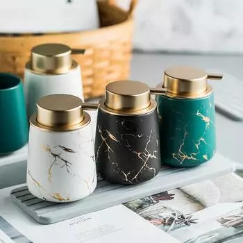 Мраморная керамическая бутылка для лосьона Бутылка для мыла в ванной Бутылка для дезинфицирующего средства для рук Пресс для бутылок Контейнер для подупаковки Бутылки для шампуня белый