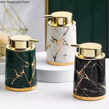 Мраморная керамическая бутылка для лосьона Бутылка для мыла в ванной Бутылка для дезинфицирующего средства для рук Пресс для бутылок Контейнер для подупаковки Бутылки для шампуня зелёный