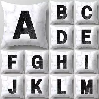 Мраморная наволочка с буквенным принтом, декоративная подушка, чехол для дивана, домашний декор, наволочка 40x40cm