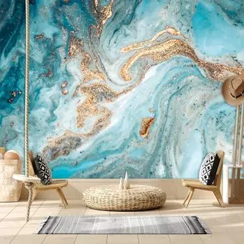 Мраморные 3d обои для гостиной, блестящие обои, домашний декор, синие мраморные фрески 200 cm(W) x 140 cm(H)