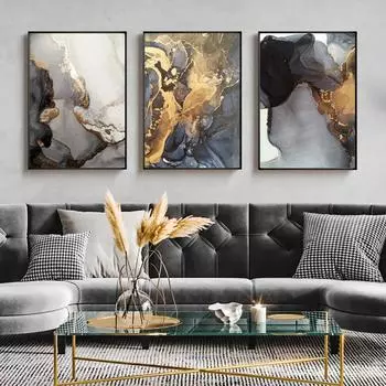 Мраморный плакат, холст, картина, скандинавский современный абстрактный золотой роскошный домашний декор, настенный художественный принт для гостиной, фоновая картина 21x30cm No frame
