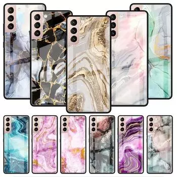 Мраморный стеклянный чехол для Samsung Galaxy S22 S20 FE S21 Plus Phone Cover S10 5G S9 Note 20 Ultra 10 Lite Shell Samsung S21 5G