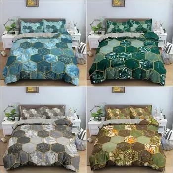 Мраморный узор пододеяльник комплект роскошный 3D печатный комплект постельного белья King Queen Twin постельное белье для спальни наволочка домашний декор EU Single 135x200cm