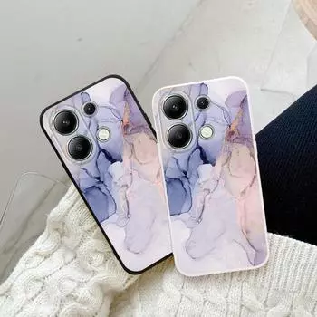 Мраморный узорчатый мягкий силиконовый чехол для Xiaomi Redmi Note 13 Pro 13C Samsung A55 S24 iPhone 15 Huawei Honor Realme Camera защитный противоударный чехол Samsung Galaxy S9 Plus чёрный