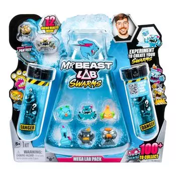 MrBeast Lab Swarms Mega Lab Tuff Top 12 Pack - Просто добавьте воды и встряхните пробирку. Содержит 12 коллекционных персонажей MrBeast. Вы можете собрать более