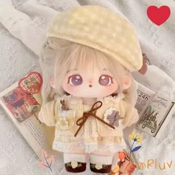 [mRluv] Кукольная одежда 20 см, хлопковая кукла, кружево, бежевый цвет, комплект из 4 предметов