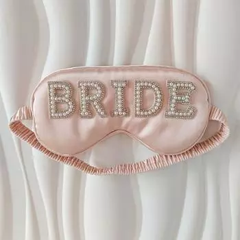 MRS/BRIDE Ледяная шелковая маска для глаз с жемчужными буквами Маска для сна Свадебное украшение BRIDE-White