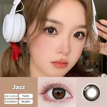 Mrs.H 2 шт. цветные контактные линзы MrsH, синие, черные, серые, коричневые, натуральные линзы, мягкие, для ежегодного использования, 14,0-14,5 мм Jazz Brown