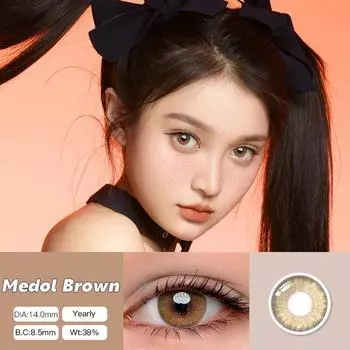 Mrs.H 2 шт. линзы Murah Cantik коричневые синие линзы 14,00 мм с питанием 6 месяцев Medol-Blue