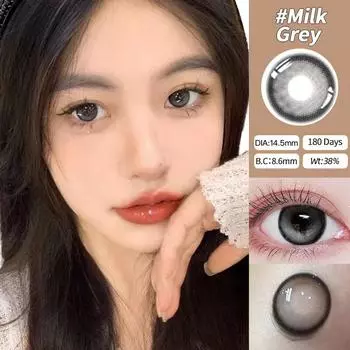 Mrs.H Большие глаза, черные, серые, цветные, мягкие контактные линзы с Power Eye Secret 38%, 6 месяцев, одноразовые, гидрогелевые, мягкие, цветные, 14,5 мм Sweet Black