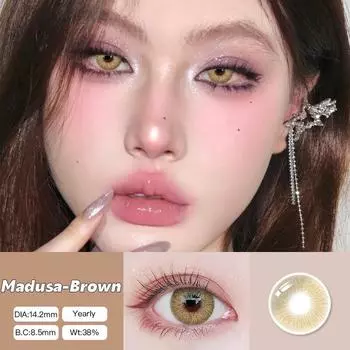 Mrs.H Контактные линзы Payday, зеленые, синие, серые, с силой 0-800, 6-месячный бесплатный подарочный футляр для линз Madusa-brown