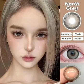 Mrs.H Модные натуральные черно-серые контактные линзы с Power Nature Profound 6 месяцев 14,2 мм-14,5 мм набор синих мягких линз 0--0,8 Alps Gray