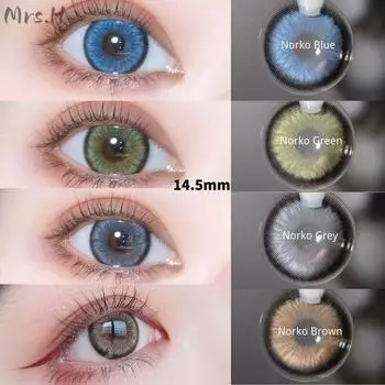 Mrs.H Norko Series Big Eyes, коричневые, серые, синие, цветные контактные линзы для косплея, ежегодное использование, 14,5 мм