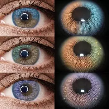 Mrs.H Популярные модные 2 шт. градуированные зеленые, синие, фиолетовые контактные линзы с большими глазами Natural Secret 40% гидрогель мягкие 14,2 мм Firmament Blue-2pcs