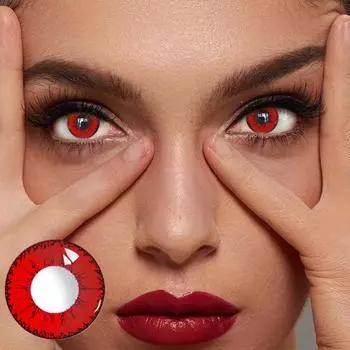 Mrs.H-xiaoemo2Pcs/pair Цветные контактные линзы для праздничного ношения, пригодные для многократного ношения Кристально прозрачные red