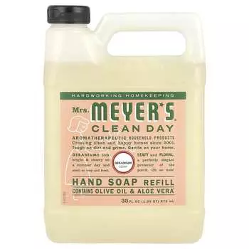 Mrs. Meyers Clean Day, Refill Hand Soap, Geranium, 33 fl oz (975 ml)