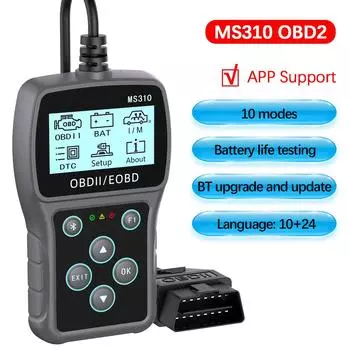 MS310 Автомобильный считыватель кодов OBD2, работающий для автомобильного диагностического сканера, считывающий информацию об автомобиле, многоязычный сканер OBDII