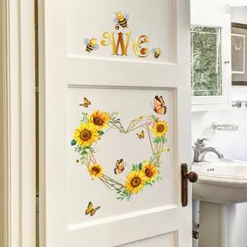 MS4236-ZCSunflower логотип бабочка настенные наклейки дверные наклейки украшения стены самоклеящиеся наклейки настенные наклейки