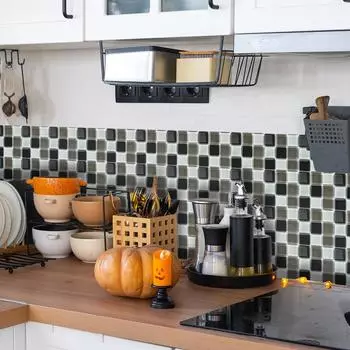 MSC1227 Сплошной цвет Сетка Кухня Столовая Дом Стена Украшения Украшения Маслостойкая Плитка Паста Самоклеящаяся 10*10cm*10pcs/MSC1227