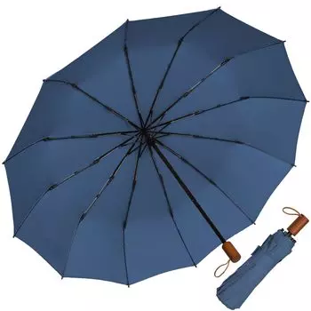 Msentuo Folding 12 Super Extra Folding Umbrella for Men and Easy to Carry Umbrella, Lightweight, Ribs, Water-Repellent, Wind-Resistant, Durable, синий