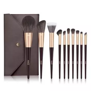 MSQ Makeup Brush Set of 10 with Makeup Pouch, Makeup Brush, Premium Fiber Bristle, Super Soft, Popular, Makeup Brush, Multifunctional, Makeup Set, Con