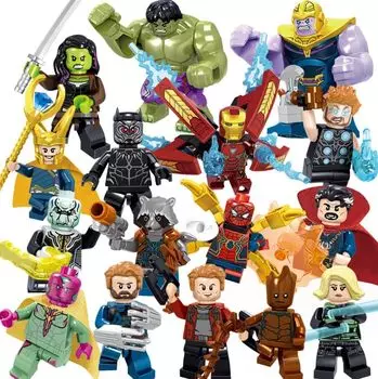 Мстители Marvel Minifigure Block 16 Совместимый популярный персонаж Эксклюзивный набор базовых пластин