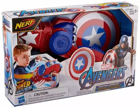 Мстители NERF Power Moves Marvel Captain America Shield Sling NERF Disc Lunch Toy для ролевых игр детей от 5 лет и старше