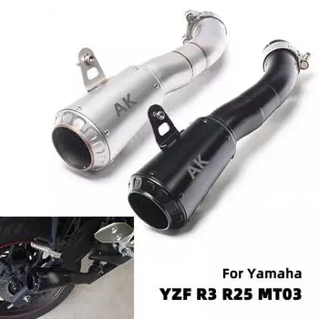 MT03 YZF R3 R25 мотоциклетный глушитель среднего звена, полная система, без шнуровки для Yamaha MT-03 YZFR3 YZFR25 YZF-R3 2014-2019 Black чёрный