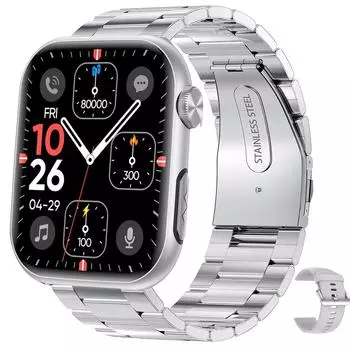 MT500 Смарт-часы для мужчин и женщин с поддержкой звонков по Bluetooth 1,97 Фитнес-трекеры с функцией измерения сердечного ритма и сна A серебряный