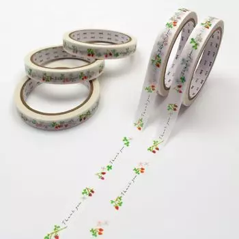 mt large core Strawberry Thank You Gift Wrapping Kamoi Kakoshi Tape Cellophane Tape 5-pack (Strong Adhesive/Washi Paper) (Official Retailer/Large