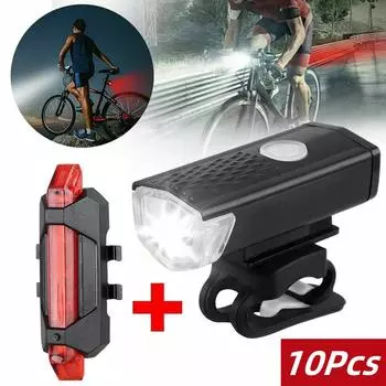 MTB Bike Front Lights USB LED Rechargeable Waterproof Mountain Bike Headlight Bicycle Safety Warning Light Cycling Accessories