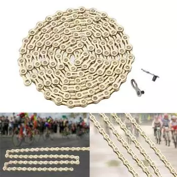 MTB горный шоссейный велосипед Велоспорт 10 скоростей 116 звеньев полая стальная цепь серебряный