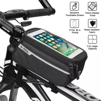 Mtb Raod Bicycle Frame Front Tube Bag Waterproof Screen Cycling Bag Touch Mobile Phone Case Holder Riding Accessories