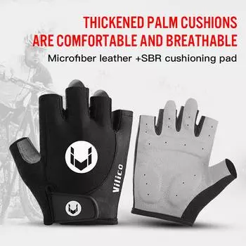 MTB Road Bike Gloves Half Finger Anti Slip Cycling Gloves Motorcycle Men Sport Fitness Bicycle Fingerless Gloves M синий