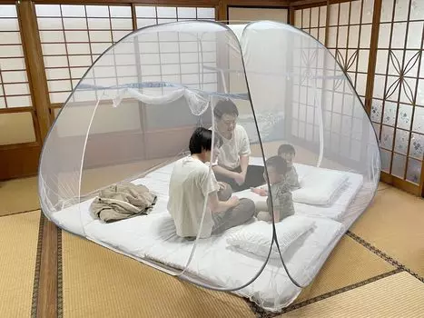 MTK Mosquito Width with Storage 2 Tent Japanese Instruction Mosquito Insect Insect Mosquito Net, 250cm, King, 3-person, Foldable, Bottom, One-touch белый