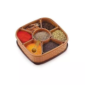 MTR Masala Rangoli Box Dabba для хранения специй | Коробка для специй для кухни | Пластиковая деревянная коробка Masala | Контейнер Masala | Masala Dabba