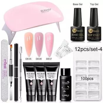 Mtssii 10 мл 11/12 шт./компл. набор гелей для наращивания ногтей поли гель с мини-лампой для ногтей набор акриловых гелей для наращивания маникюрные инструменты 11pcs/set-1