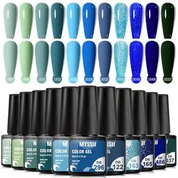 MTSSII 6 мл гель-лак для ногтей ярко-синий зеленый полуперманентный геллак для дизайна ногтей маникюр блестящий УФ-светодиодный гель для ногтей «сделай сам» 1 бутылка DB114