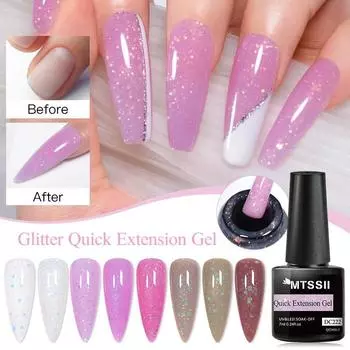 Mtssii 7 мл гель для быстрого наращивания ногтей, блестящий розовый прозрачный блесток, твердый гель, французский лак для наращивания пальцев, лак для дизайна ногтей DC220