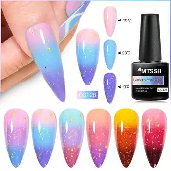 MTSSII 7 мл золотой блестящий термогель для ногтей, меняющий температуру гель-лак, полуперманентный, замачиваемый, УФ-гель