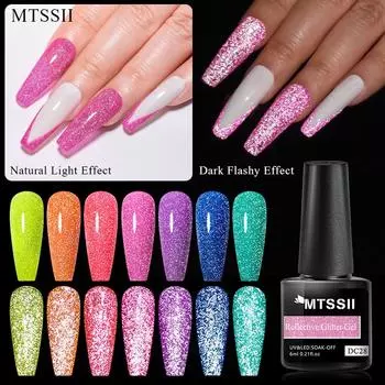 Mtssii неоновый светоотражающий гель-лак для ногтей с флуоресценцией оранжевый синий зеленый полуперманентный замачиваемый УФ-светодиодный гель-лак для ногтей