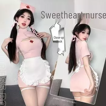 Му Чэн Сексуальный Набор Медсестры: Мини-юбка с вырезами, Соблазнительная униформа для ролевых игр, Пижама One Size