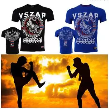 Муай Тай, кикбоксинг, бокс, ММА, футболка, тренировочная одежда, модная мужская футболка с тигровым принтом, для бега, фитнеса, спорта с коротким рукавом M