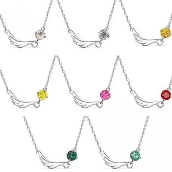 Муассанит 1 карат, подвеска из стерлингового серебра 925 пробы для женщин, Крылья ангела, сверкающие разноцветные бриллианты, элегантное ожерелье, пройденное испытание